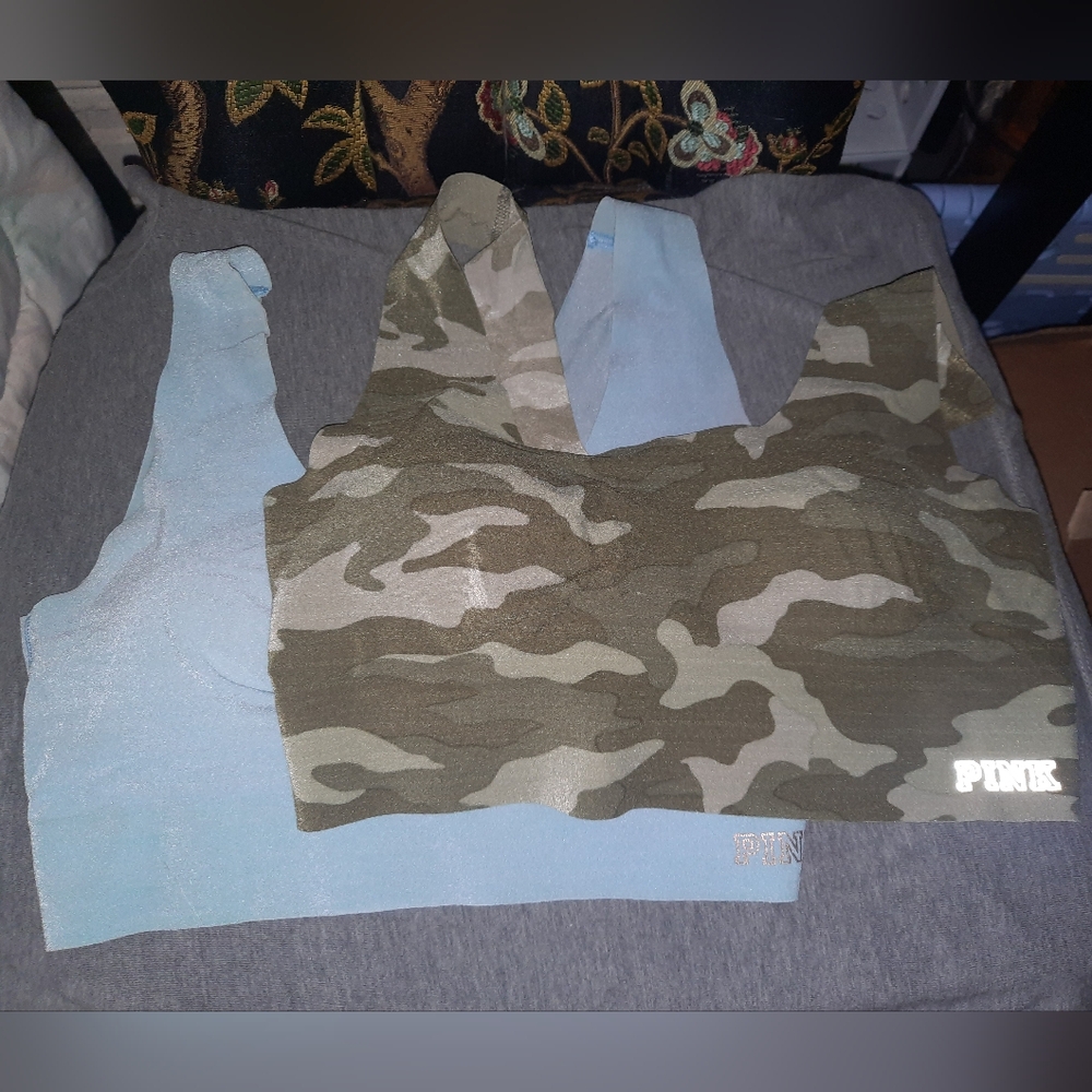Pink Bralettes Set Of 2 Camo, Blue